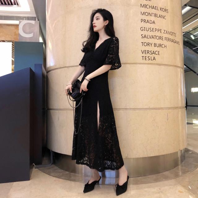 パーティードレス レディース ロングドレス 結婚式 ドレス レース フロントスリット トランペットスリーブ セクシー の通販はau Pay マーケット Happy Toon Wowma店