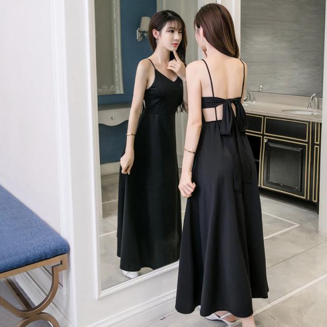 ロングドレス パーティードレス 結婚式 二次会 お呼ばれ マキシ丈 リボンワンピース ドレス 代 30代 40代 キャミソール 背中セクシー の通販はau Pay マーケット Happy Toon Wowma店