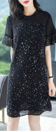 ワンピース レディース 半袖ワンピース 星柄ワンピース シフォン ゆったり ベルスリーブ ラウンドネック 大きいサイズの通販はau Pay マーケット Happy Toon Wowma店