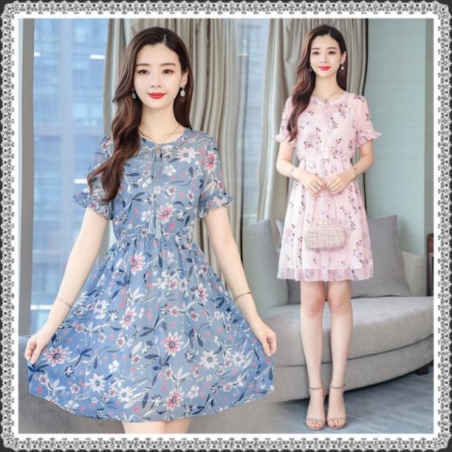 ワンピース レディース シフォンワンピース 花柄ワンピース ショート ミニ ワンピ ボタニカル 大きいサイズ 半袖 フェミニンの通販はau Pay マーケット Happy Toon Wowma店