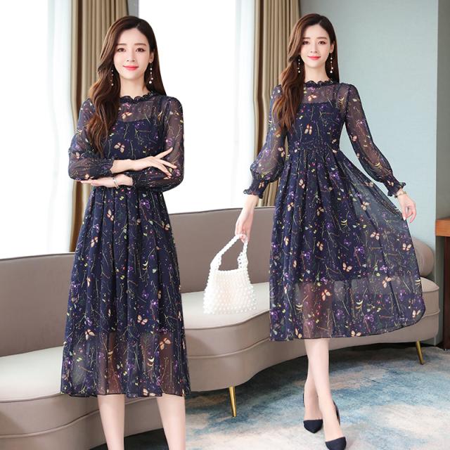 ワンピース レディース シフォンワンピース 蝶柄ワンピース 小さいサイズ 大きいサイズ ロング 透け感 花柄 長袖 シースルーの通販はau Pay マーケット Happy Toon Wowma店