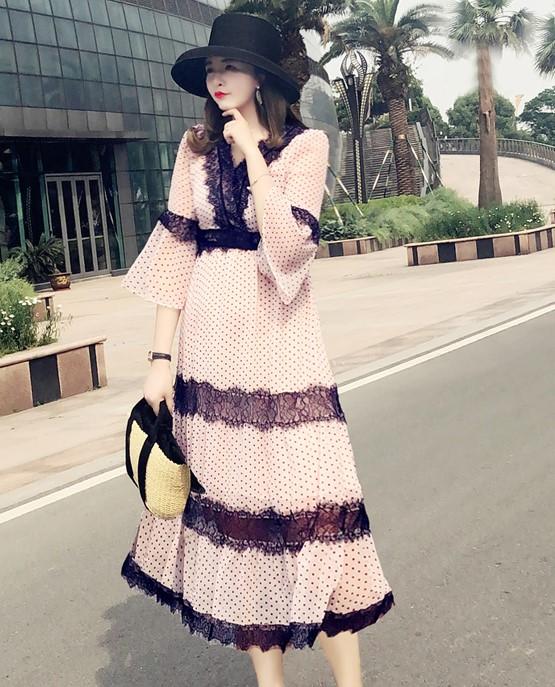 ロングドレス 演奏会 パーティードレス 結婚式 マキシ丈 ワンピース ドレス 大人可愛い レース ドット柄 へプラム袖の通販はau Pay マーケット Happy Toon Wowma店