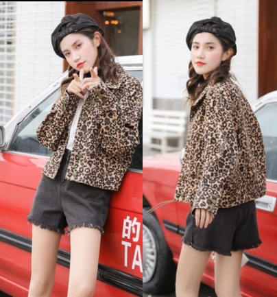 ジャケット レディース アウター ショート丈ジャケット レオパード ヒョウデニム 襟付き カジュアル の通販はau Pay マーケット Happy Toon Wowma店