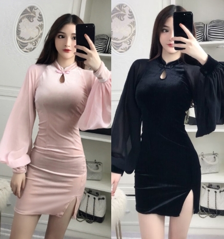ミニドレス キャバドレス ドレスキャバ ミニ ワンピース パーティードレス 長袖 ランタンスリーブ セクシー スリム ヒップスカートの通販はau Pay マーケット Happy Toon Wowma店