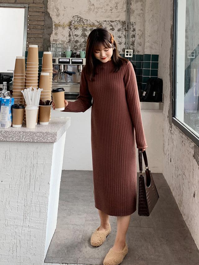 ワンピース レディース 長袖ワンピース ニットワンピース ストレート 大きいサイズ ゆったり ハーフネックの通販はau Pay マーケット Happy Toon Wowma店