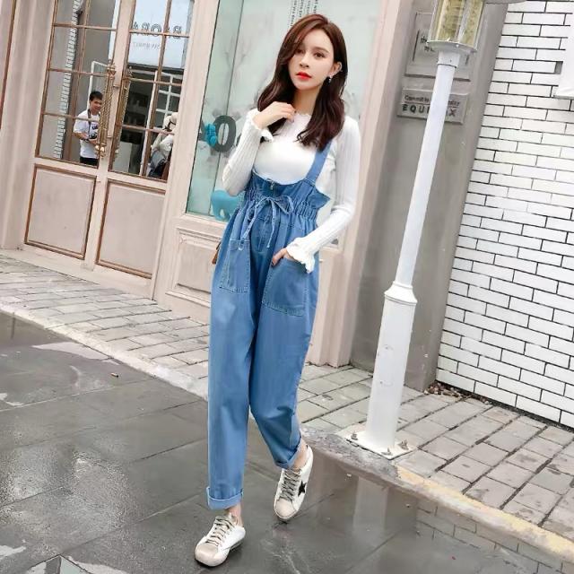 セットアップ レディース オールインワン ロングパンツ リボン サロペット デニム カジュアル 無地 シンプル の通販はau Pay マーケット Happy Toon Wowma店