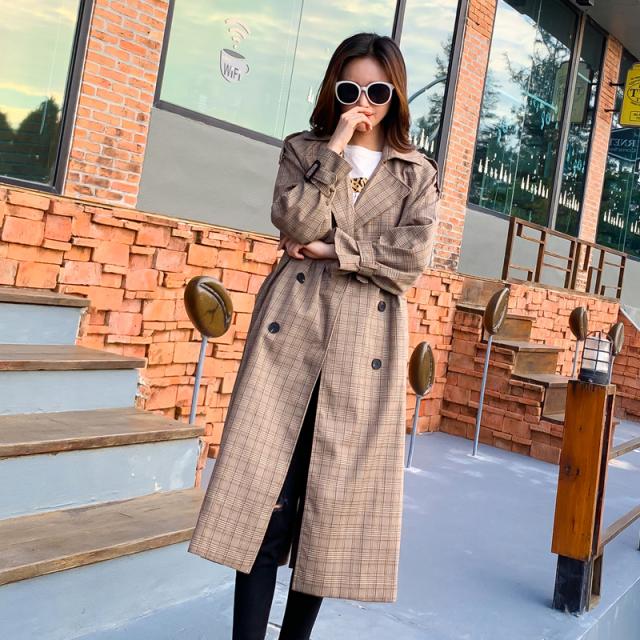 トレンチコート レトロ チェック ロングコートの通販はau Pay マーケット Generalstore