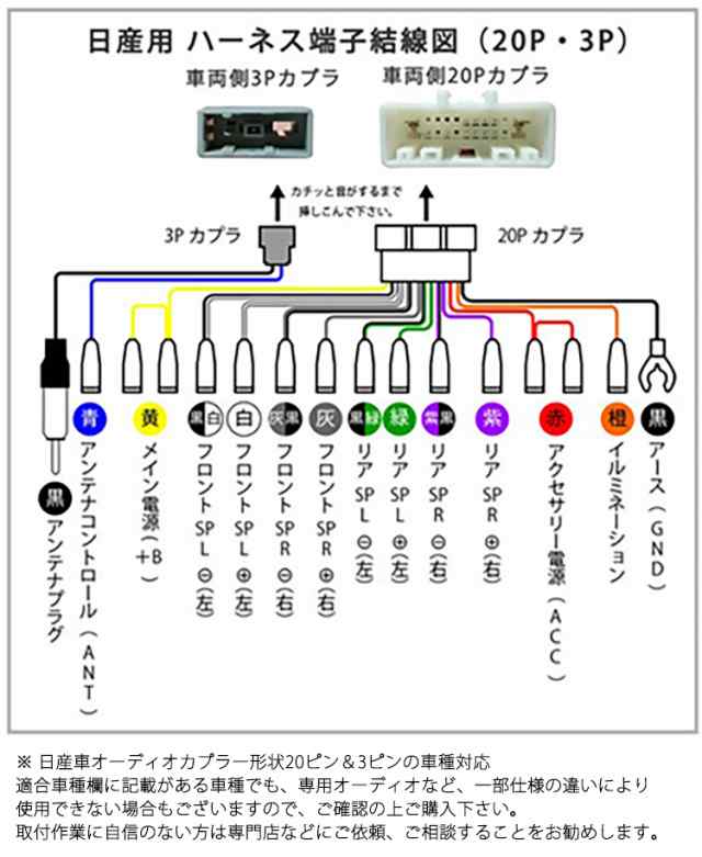 日産 p 3p オーディオハーネス Nv0 バネット オーディオレス車 H29 01 配線 キット ナビ オーディオ 取付 ハーネスの通販はau Pay マーケット Stella