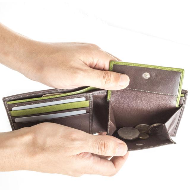 財布 タック 二つ折り財布 サイフ 紳士 メンズ 牛革 HIDEO WAKAMATSU