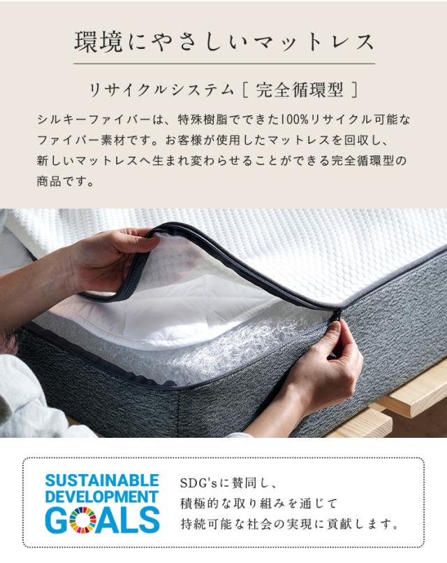 マットレス ダブルサイズ L・WAVE(エル・ウェーブ) 140x195cm 厚さ19cm ダブルベッド ベッドマット シルキーファイバー 敷き布団 快眠 寝具 体圧分散 抗菌 防臭 防ダニ 水洗い可 3年保証 低ホルムアルデヒド おしゃれ_17