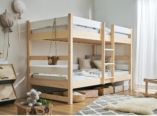 【5年保証/大川産/九州産ひのき使用】二段ベッド 2段ベッド シングルサイズ CUOPiO(クオピオ) 2色対応 ヒノキ 檜 国産 二段ベット 2段ベット ロータイプ 子供用ベッド 分離 分割 コンパクト 大人用 子供部屋 おしゃれ 木製_10