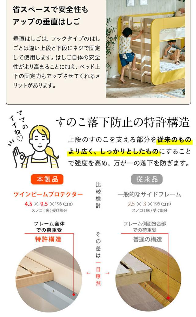 【特許/超耐震構造】宮付き 二段ベッド 2段ベッド Colony(コロニー) 5色対応 二段ベット 2段ベット ロータイプ 分割 分離 子供 子供用ベッド 大人用 コンパクト シングルベッド 耐震仕様 パイン 無垢材 木製 おしゃれ_15