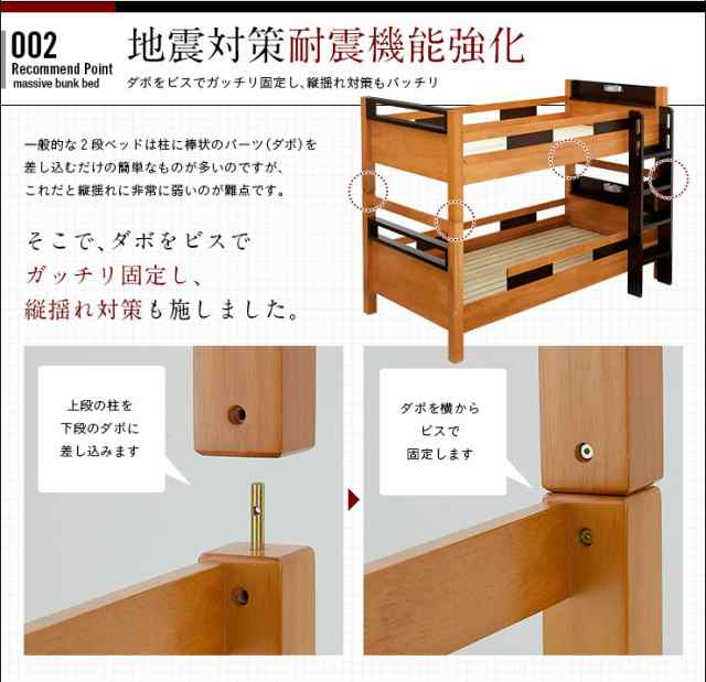 日本製 マット2枚付] マットレスセット 耐荷重700kg 宮付き 二段ベッド