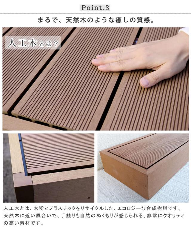 ウッドデッキ デッキ縁台 ステップ セット ベンチ 人工木 木製 置くだけ おしゃれ シンプル 庭 屋外 テラス エクステリア ガーデニング アウトドア ホームパーティ 読書 ecofeel(エコフィール) 2台 90x90cm 2色対応_14