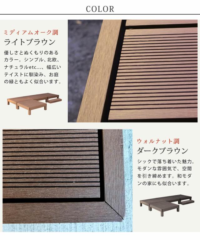 ウッドデッキ デッキ縁台 ステップ セット ベンチ 人工木 木製 置くだけ おしゃれ シンプル 庭 屋外 テラス エクステリア ガーデニング アウトドア ホームパーティ 読書 ecofeel(エコフィール) 4台 90x90cm 2色対応_2