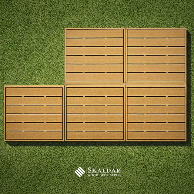 人工木 ウッドデッキ 90×90cm 本体 正方形 連結可能 ガーデンデッキ 樹脂デッキ ウッドテラス ベランダデッキ 屋外 庭 バルコニー DIY エクステリア 高耐久 防腐 防虫 耐水 Skaldar スカルダー 5個セット 4色対応_16