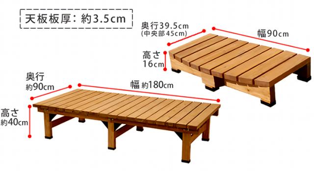 デッキ縁台 180x90cm ステップ 2点セット DE-18090STP ウッドデッキ デッキ 縁台 ガーデニング 屋外 ガーデン 庭 テラス ブラウン 木製_1