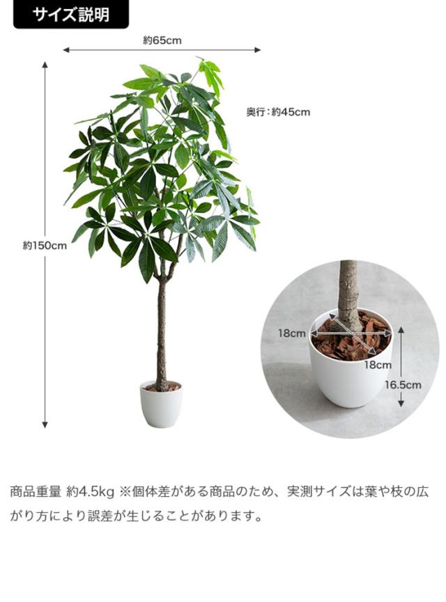 フェイクグリーン 観葉植物 高さ150cm 大型 光触媒 人工観葉植物 パキラ Nature(ナチュレ) フェイク グリーン 人工 観葉植物 おしゃれ 造花 鉢付き ナチュラル 抗菌 消臭 リビング オフィス お祝い_1