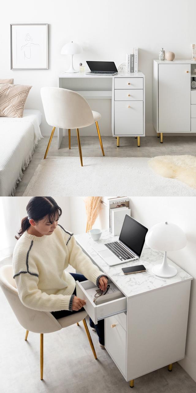 デスク 机 パソコンデスク 幅90cm 引き出し付き デスク Camila(カミラ