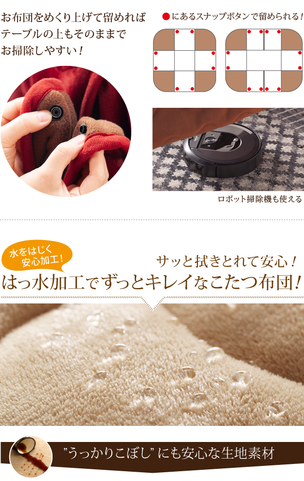 【リバーシブル/撥水加工】お手入れラクラクダイニングこたつ布団 Molf(モルフ) 312x252cm 2色対応 150x90cmこたつ用 コタツ布団 ダイニングこたつ用掛布団 長方形 こたつ 炬燵 洗濯可能 シンプル おしゃれ_5