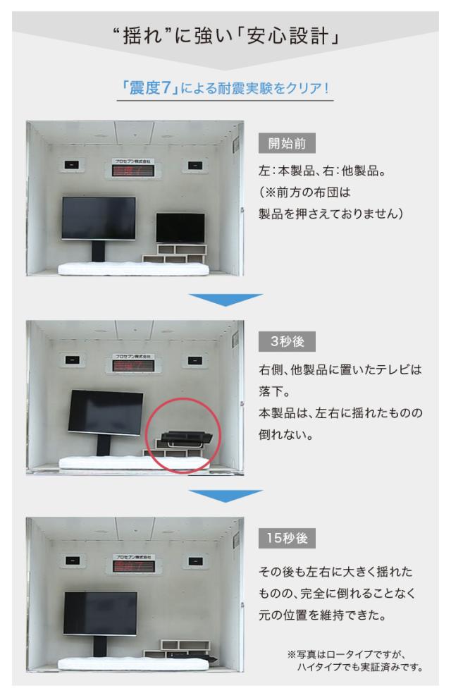 【震度7耐震試験済み/32〜55インチ対応】テレビ台 ハイタイプ 壁寄せテレビスタンド 首振り サウンドバー専用棚セット Fenes(フェネス) 3色対応 テレビスタンド TVスタンド スリム 壁面収納 おしゃれ_12