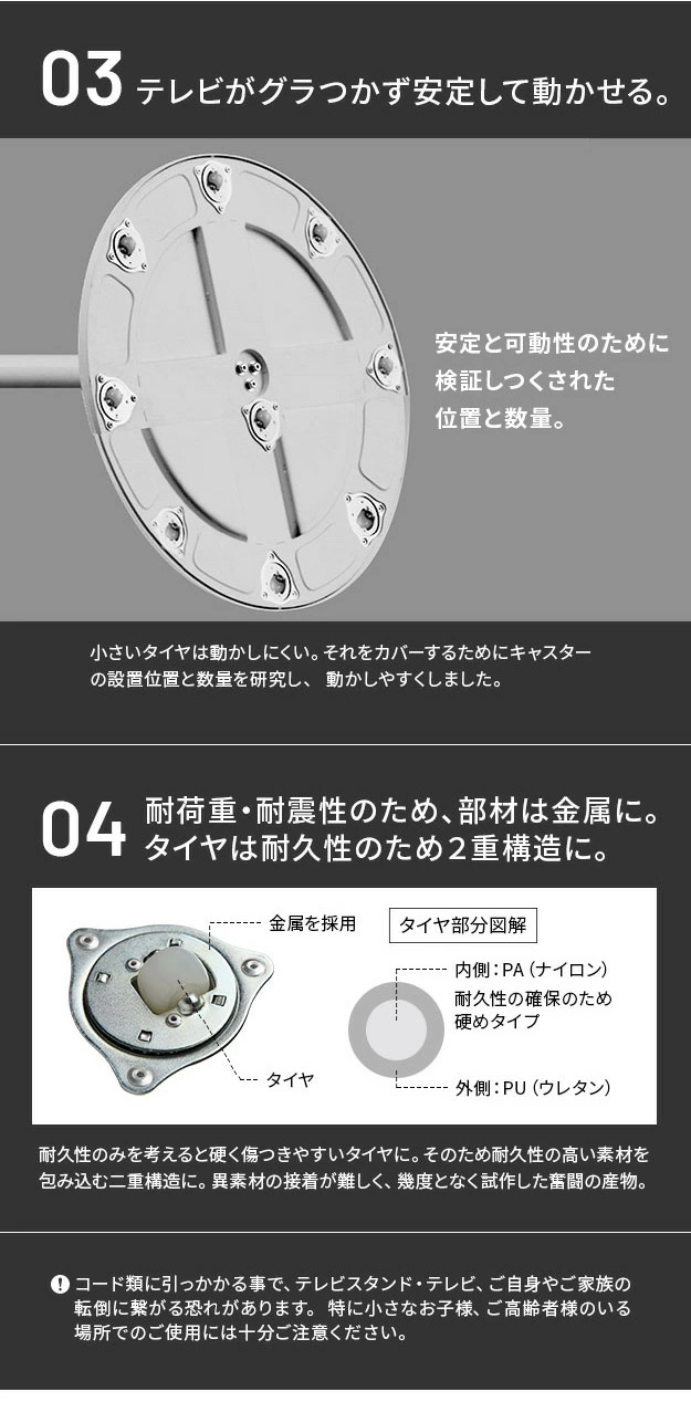 WALL 延ばす テレビスタンド A2 LARGE TYPE キャスター ホワイト