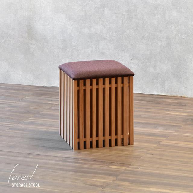 収納スツール 単品 FOREST(フォレスト) スツール 椅子 ローチェアー オットマン 収納ボックス 木製 天然木 パイン材 格子風 モダン おしゃれ シンプルの通販は