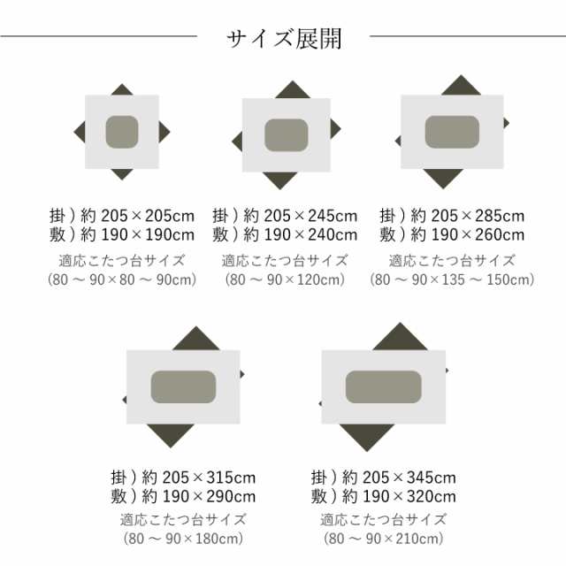 日本製 こたつ布団 こたつ布団掛敷セット 万葉 約205x345cm 2色対応 掛敷セット 国産 長方形 和モダン柄 キルト加工 洗える ふっくら ボ