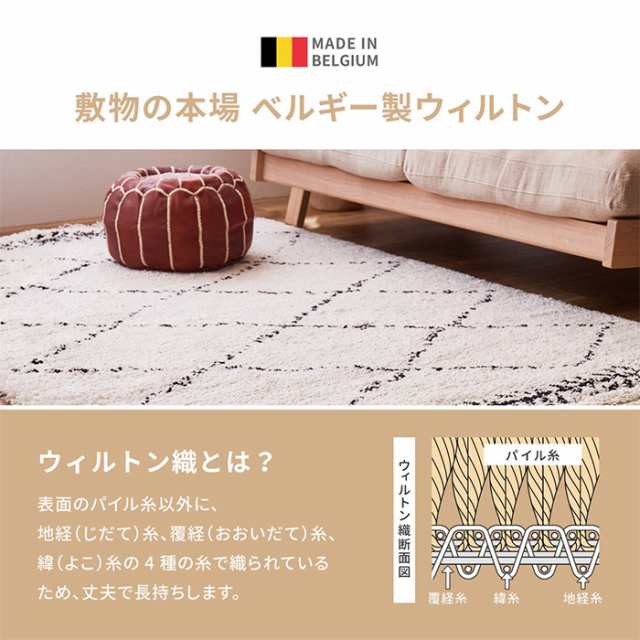 ラグ おしゃれ ベルギー製 ウィルトンラグ BOHO 100x150cm 床暖房