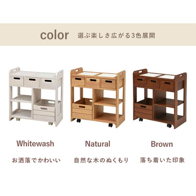 収納ワゴン キッチンワゴン MUD-6410 高さ62cm コンパクト 省スペース キャスター付 引出し 天板付き 机下収納 キッチン収納 収納ボックス 作業台 北欧風 木製_12
