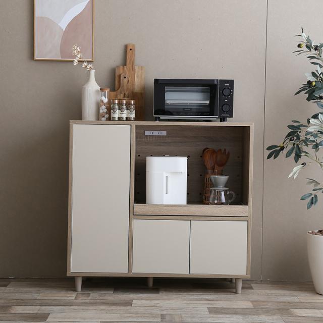 レンジボード おしゃれ Erin レンジ台 幅86cm コンパクト 省スペース 可動棚 スライドトレー 大容量収納 開き扉 北欧風 ナチュラル ワンルーム 一人暮らしの通販はレンジ台・レンジボード