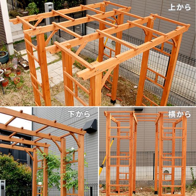 ガーデンファニチャー おしゃれ 天然木製 190 2台組 Flex Pergola(フレックス パーゴラ) 木製アーチ 園芸 つるバラ 葡萄 藤たな ナチュラル 北欧風 門 玄関 屋外 組立品_7