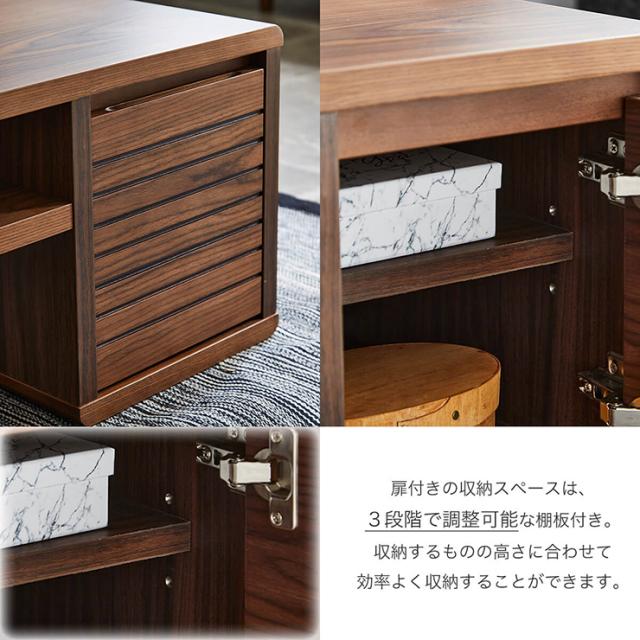 センターテーブル 幅105cm 2色対応 リビングテーブル ローテーブル コーヒーテーブル 座卓テーブル 収納棚 扉付き 2段 小物収納 食卓 リビング テーブル 机 つくえ 長方形 おしゃれ 北欧 木製 1人暮らし ワンルーム_9