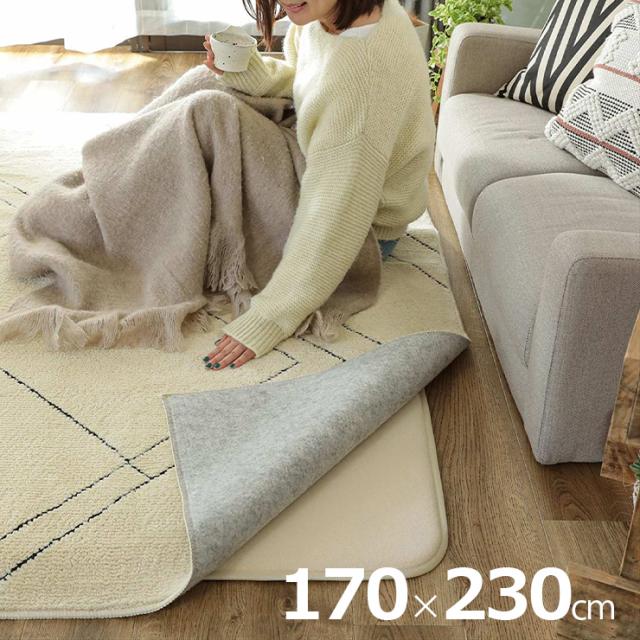 下敷きマット 170x230cm すべり止めマット 極厚 ラグ カーペット ラグマット すべり止め 長方形 手洗い可 床暖房対応 ホットカーペット対応 防虫 低ホルムアルデヒド 敷き物 オールシーズン おしゃれ ピタリプラス
