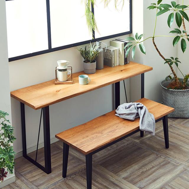 【オーク無垢材使用】ダイニングカウンターテーブル 幅150cm DWELLER(ドゥエラー) ダイニングテーブル リビングテーブル 食卓テーブル ミーティングテーブル 机 天然木 2人用 スチール脚 おしゃれ シンプル 木製の通販は