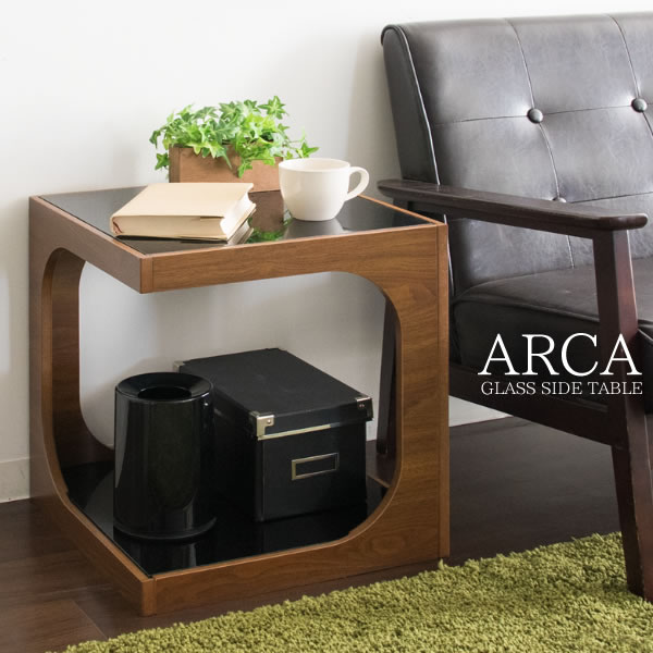 サイドテーブル ソファーテーブル 収納付き 40x40x45cm ARCA(アルカ) 2色対応 ST-402 ナイトテーブル ベッドサイドテーブル スリム サイドラック 正方形 ロータイプ おしゃれ 机 木製 ガラス天板 ミニデスク 寝室_3