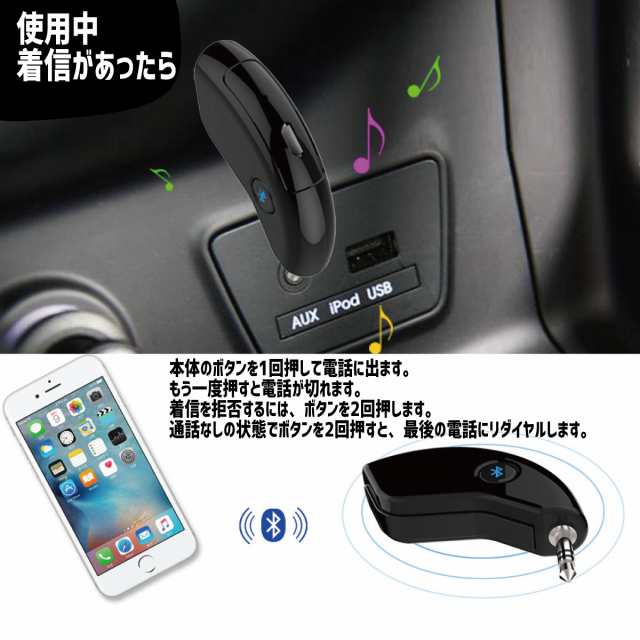 Bluetoothレシーバー 受信機 Aux 無線 ワイヤレス ブルートゥース 車載