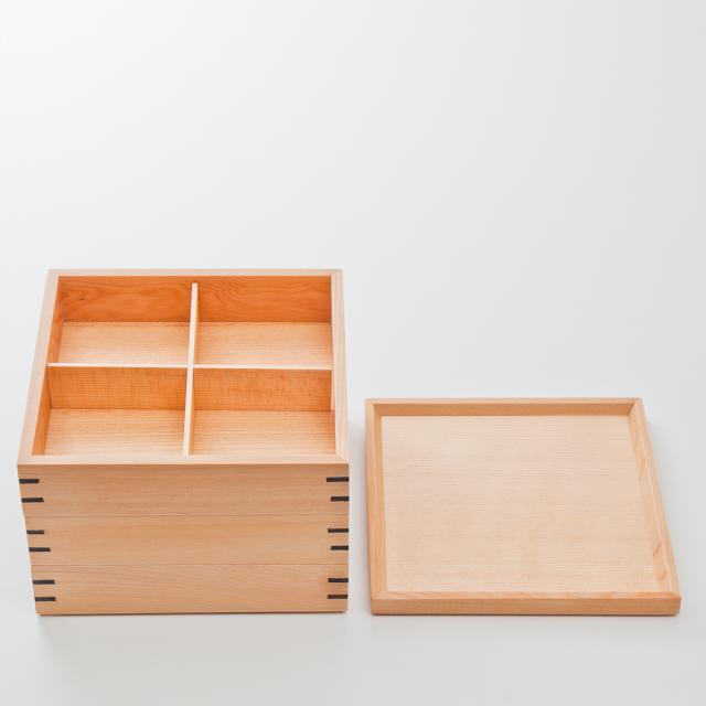 天然木製 三段重箱 スクエア 白木 大 運動会 大型 弁当箱 おしゃれ 3段 お重箱 かわいい おせち 正月 花見 k_name_1