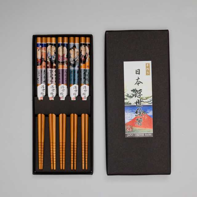 天然竹製 箸 5膳セット 浮世絵相撲絵 ギフトBOX入り お箸 おはし