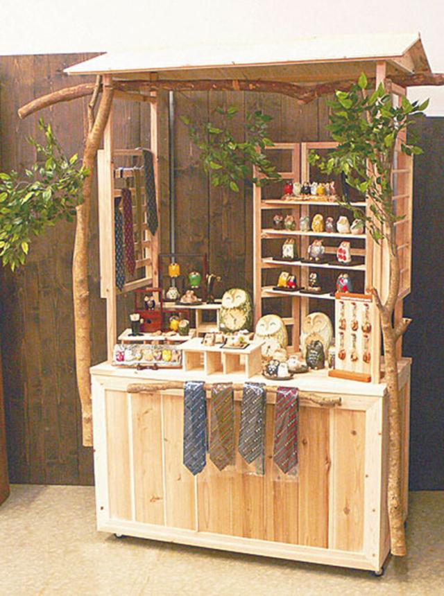 屋台販売台 ブレイ君 イベント用 屋台 コンパクトタイプ 幅103cm 木製 キャスター付き ワゴン ディスプレイ 催事 送料無料 日本製 国産 無塗装_2