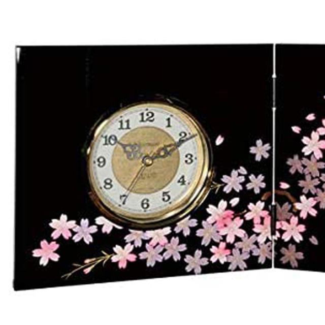 紀州塗り 木製屏風時計 黒 雅桜 おしゃれ インテリア雑貨 絵 自立 和風 和モダン 飾り 日本製 国産 送料無料 置き時計 置時計 和柄 和デの通販はau Pay マーケット 曲げわっぱと漆器 みよし漆器本舗