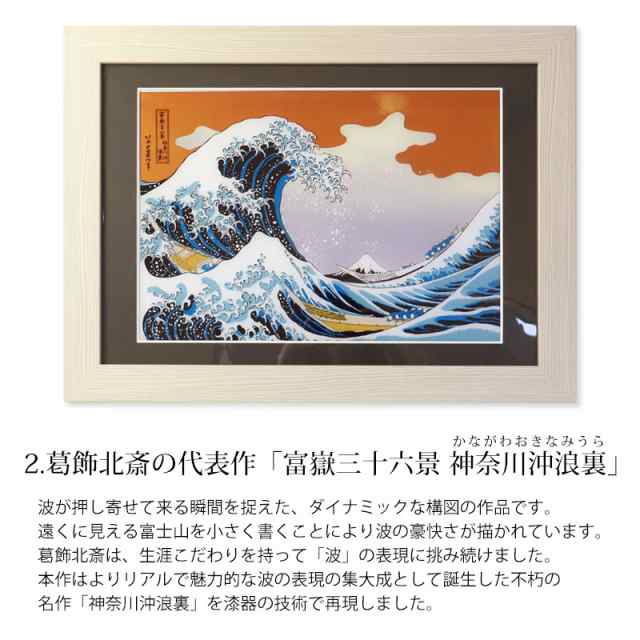 絵画 浮世絵 額縁 付き 48cm インテリア 日本画 アクリル板 葛飾北斎