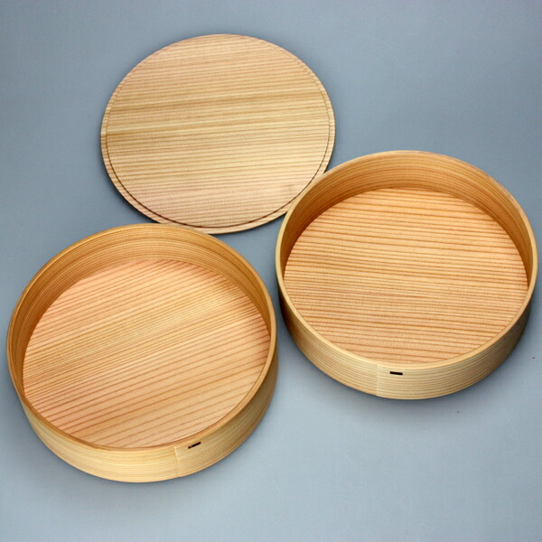 S252秋田杉 大館曲げわっぱ 丸三段重 重箱 紙箱付 廃番】大館曲げ