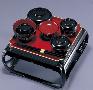 紀州塗り ７寸 御殿型仏器膳 黒内朱 椀付 21.5×21.5cm 霊供膳 仏器台 日本製 漆器 お仏壇のお膳 お盆 お彼岸 k_name