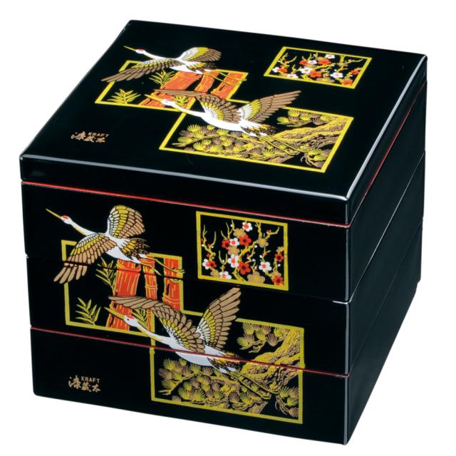 新品・未使用】紀州塗・黒結びのし松竹梅の二段重箱 楽天市場