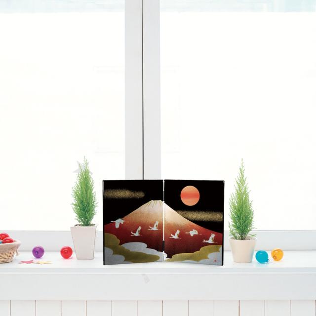 クリスマス紀州塗り 木製屏風 和風 風景画インテリア