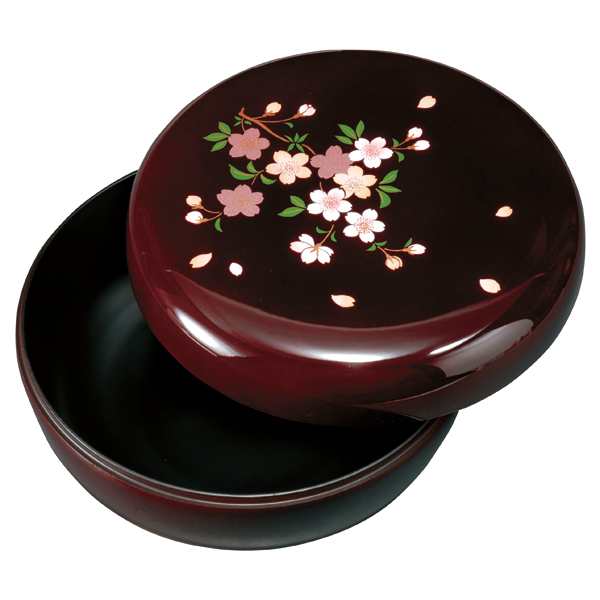 紀州塗り 6寸 菓子器 菓子鉢 蓋付き 溜 里桜 お菓子入れ 日本製