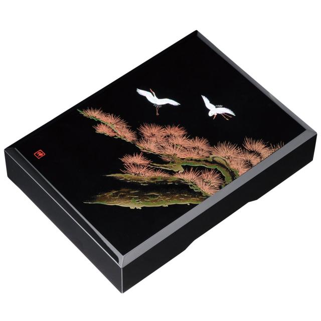 紀州塗り 11寸 33.5cm 加伏文庫 黒 飛祥 A4判 和風 和室 書類入れ 蓋付き 収納ボックス フタ付き 収納ケース 書類ケース 祝儀袋入れ レターケース 手紙入れ 書斎 小物入れ 文具入れ 整理箱 和雑貨 日本製 国産 k_name