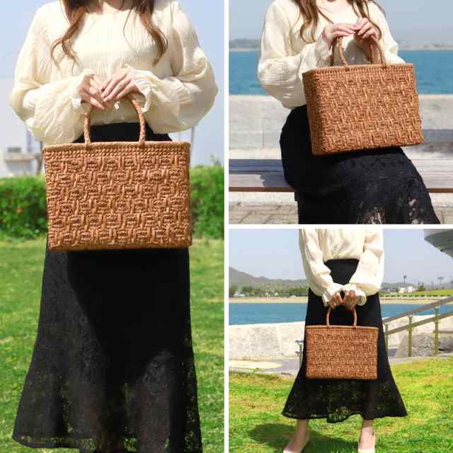 山葡萄 かごバッグ 1年保証付き 内布付き 山ぶどう やまぶどう 蔓 天然素材 カゴバッグ 籠バッグ バスケット レディース 大人 おしゃれ 綺麗 網代編み 固定ハンドル 手提げ ハンドメイド 手作り 母の日の通販は