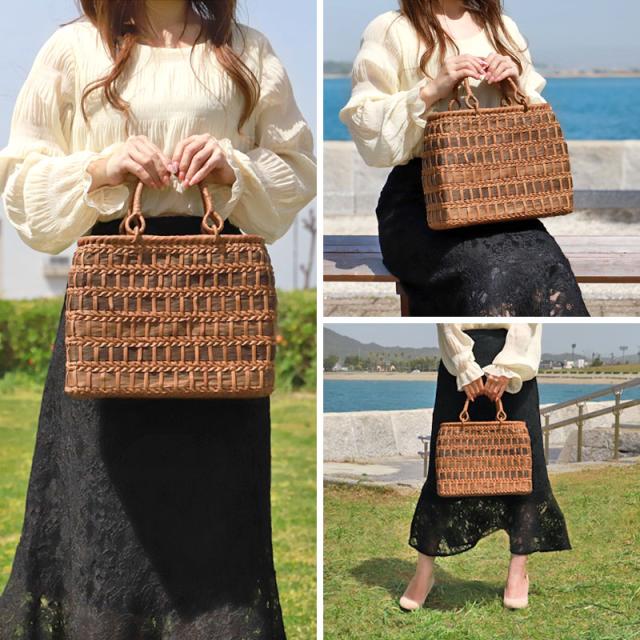 山葡萄 かごバッグ 1年保証付き 内布付き 山ぶどう やまぶどう 蔓 天然素材 カゴバッグ 籠バッグ バスケット レディース 大人 おしゃれ 綺麗 網代編み リングハンドル 手提げ B5 ハンドメイド 手作り 母の日